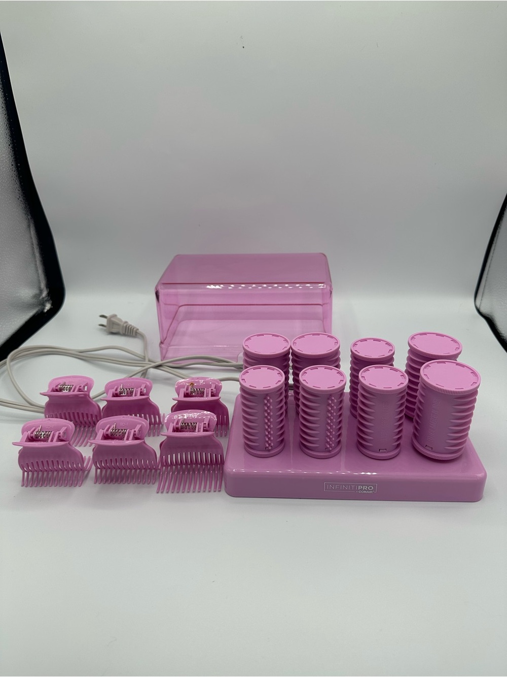 Infinity Pro Conair 8 Hot Rollers 2 Sizes Hot Pink 6 Clips Tested
